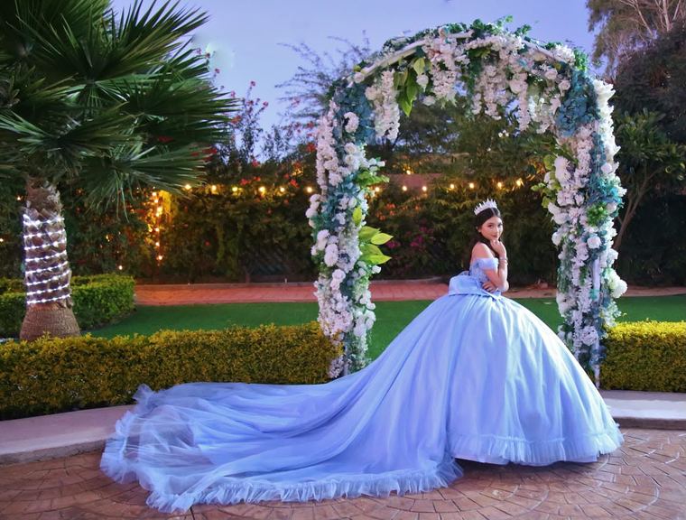 Arco de flores con luces